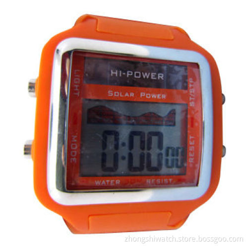 LED Digital Sports Alarm Wristwatch/Stopwatch for Students with Time/Date/Solar Power Battery
